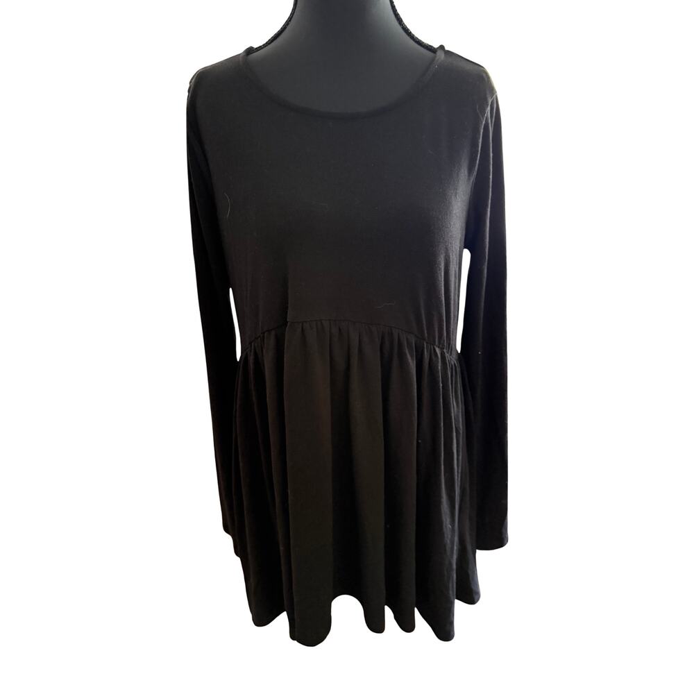 Zenana Premium Black Baby Doll Long‎ Sleeve Tunic Size Small